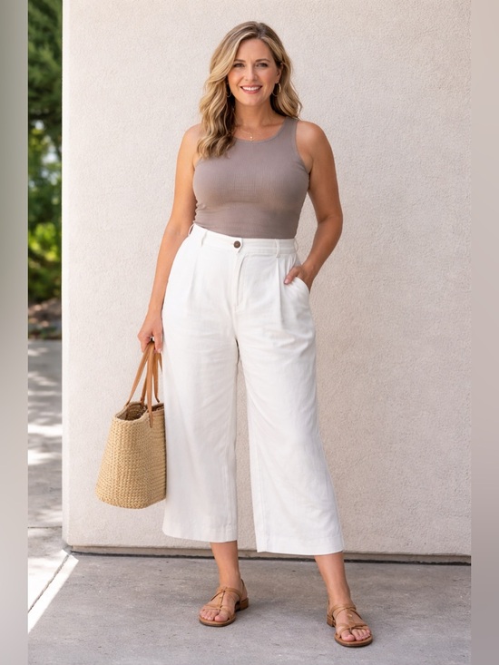 Chico's Pants - NWT Chico’s White Cropped Wide Leg Pants Size 16 Classic Nautical Coastal